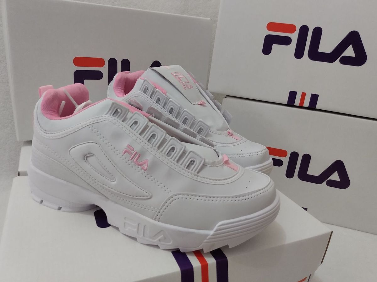 tenis fila disruptor branco com rosa
