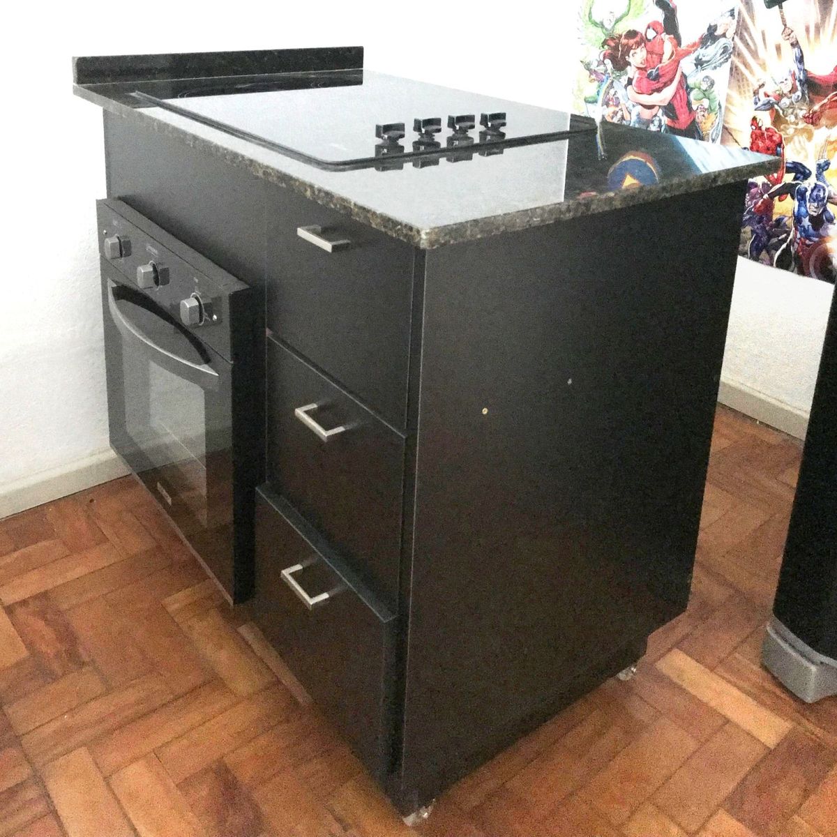 Fogão Cooktop Elétrico 4 Bocas e Forno Elétrico de Embutir em Móvel