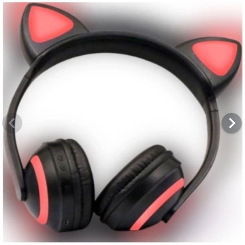 Fone De Ouvido Orelha Gato Led Com 7 Cor Luz Headphone