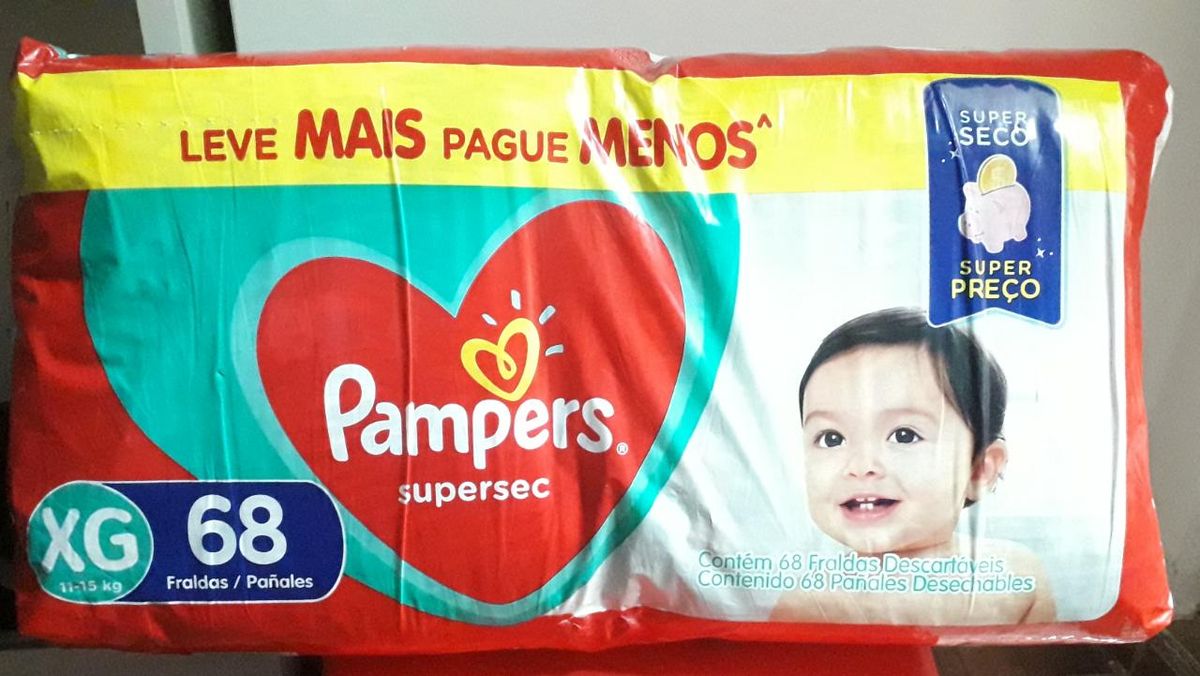 Fralda Pampers Supersec Xg 68 Unidades Item Infantil Pampers Nunca Usado 62445544 Enjoei