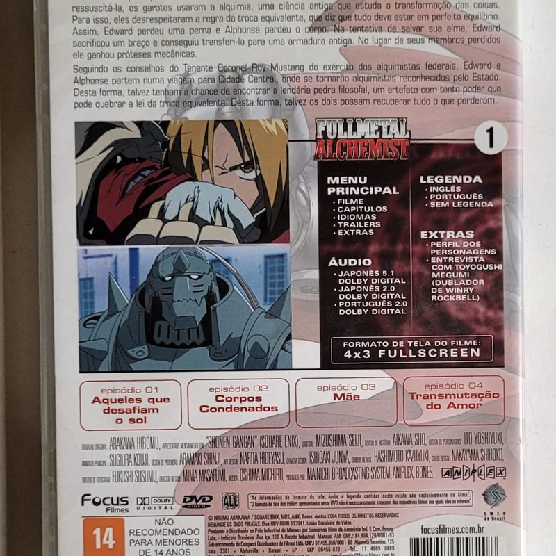 Dvd Anime Fullmetal Alchemist A Maldição Vol. 1 - Desconto no Preço