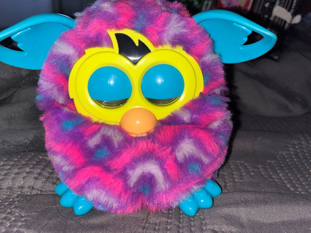Personalities Furby Boom 2012 Hasbro Furby Boom Blue Orange Purple Striped  Interactive Toy 2012 Gift, image size:1200x900