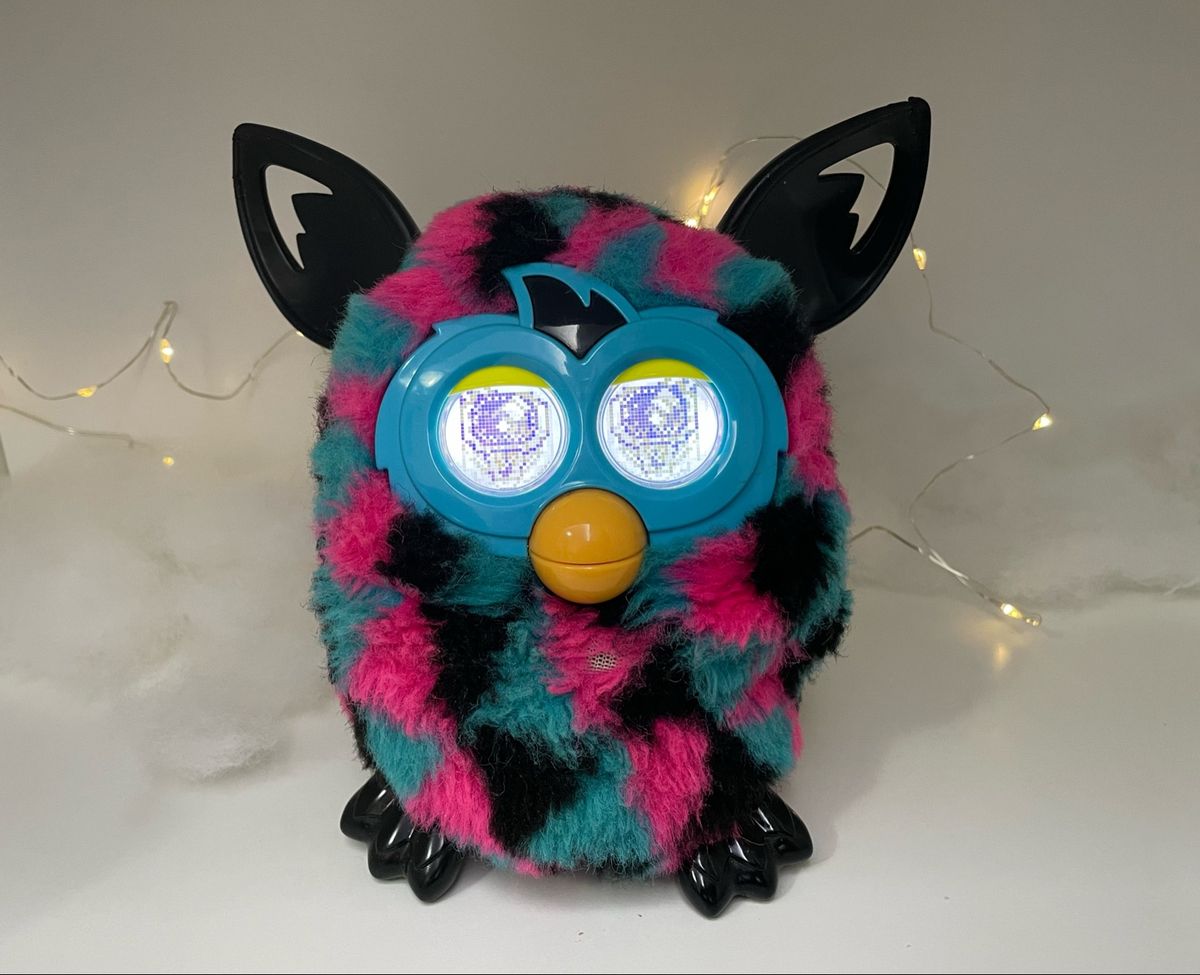 Furby Boom Blue And Pink Hearts Pet 6.5 2013 Hasbro - TESTED WORKING