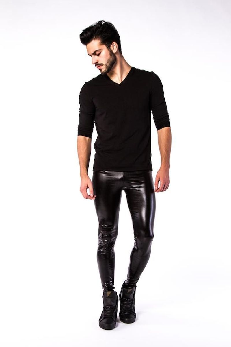calça de couro preta masculina