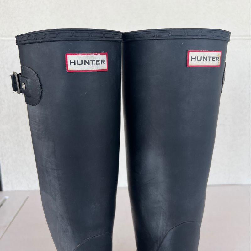 Galocha Hunter Preta Cano Alto Tam 40 com Meia Bota Feminina