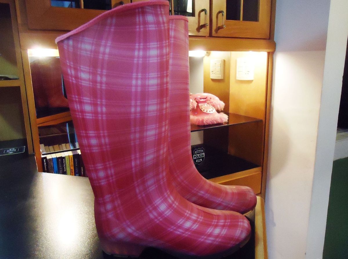 Galocha Sete L guas Xadrez Rosa Pink Bota Feminina Sete Leguas