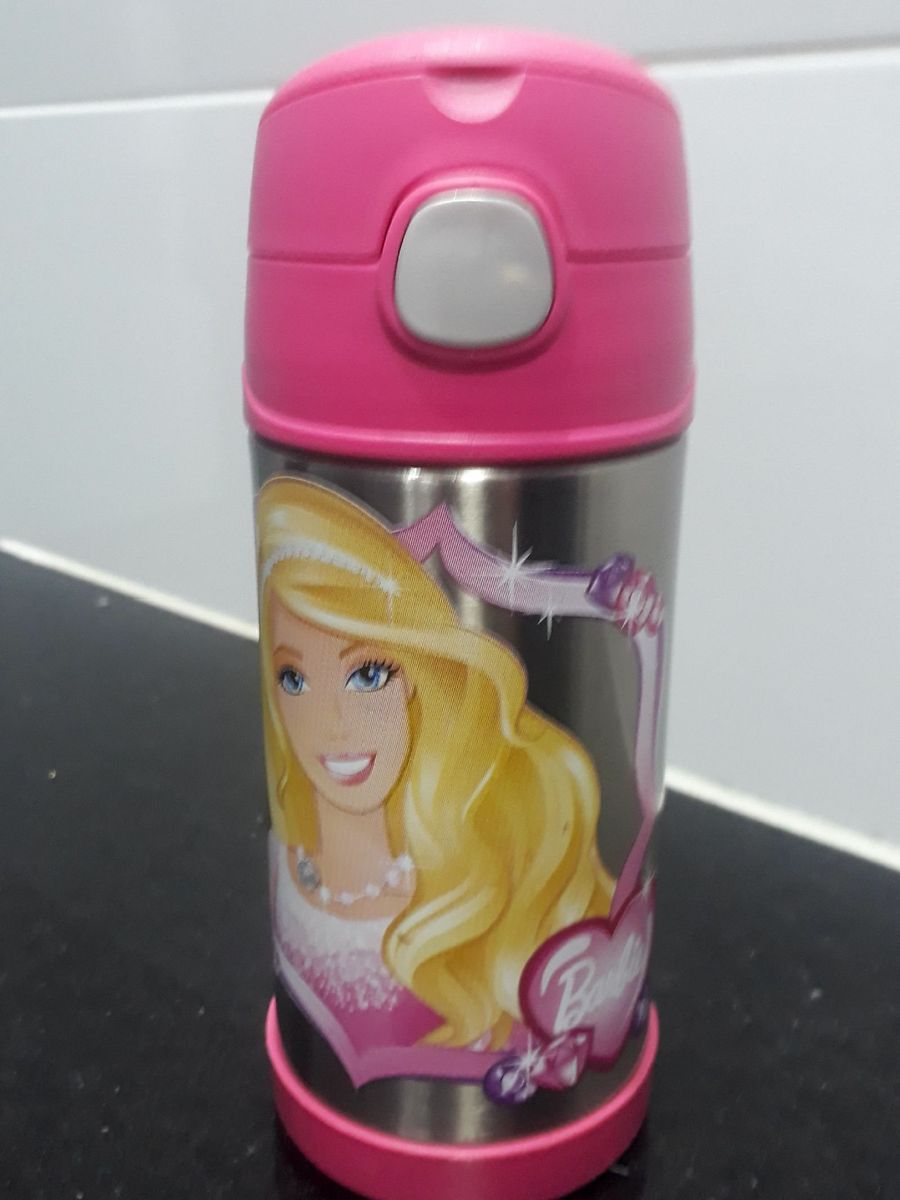 Garrafa Thermos Funtainer Barbie Importada + 1 Canudo Novo ! Item Infantil Thermos Usado
