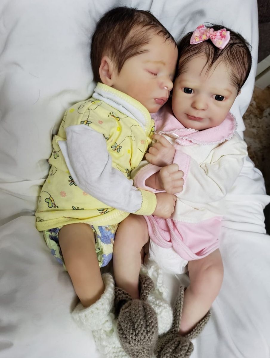 Gêmeos Bebê Reborn Twin Menina Menino 2 Bebês
