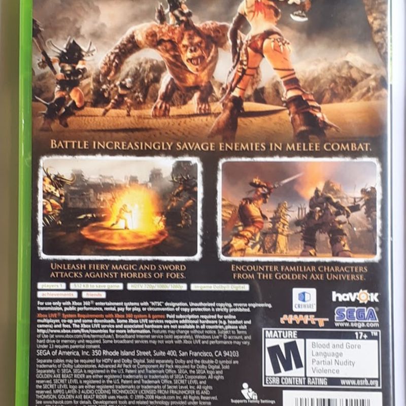 Golden Axe Beast Rider - Xbox 360 | Microsoft Usado 96249510