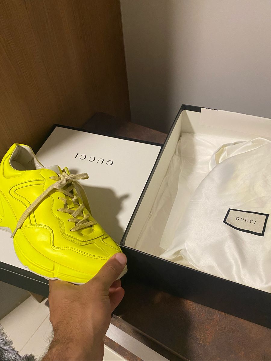 Gucci Rython Fluo Yellow | Tênis Masculino Gucci Usado 47480584 | enjoei