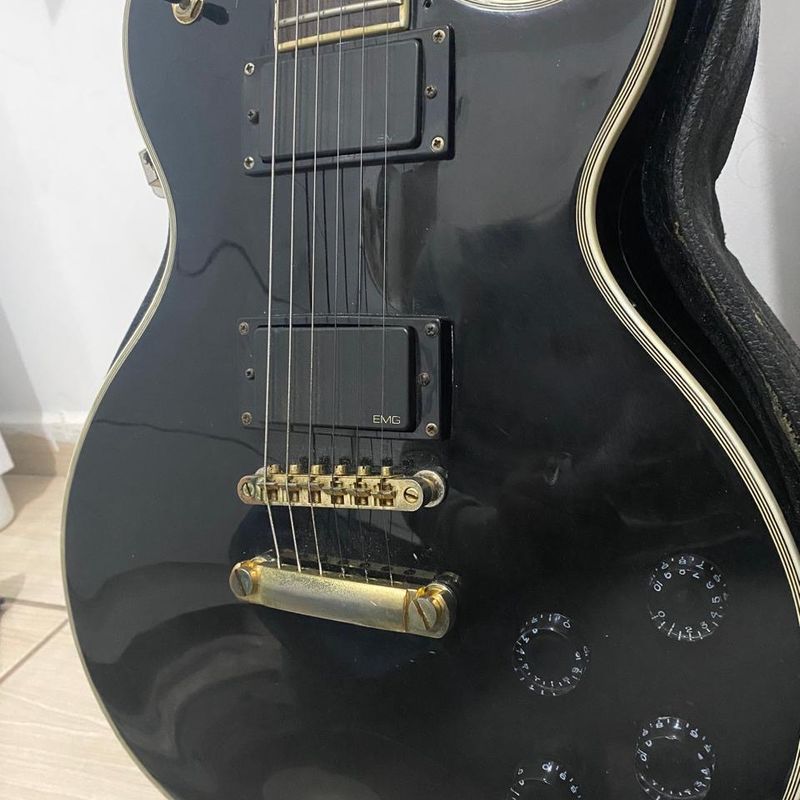 Guitarra Sx Lespaul Preta + Cap Emg 85 e 87 + Cap Originais + Case