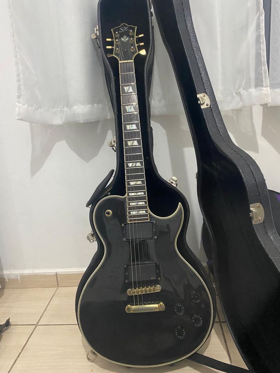 Guitarra Sx Lespaul Preta + Cap Emg 85 e 87 + Cap Originais + Case
