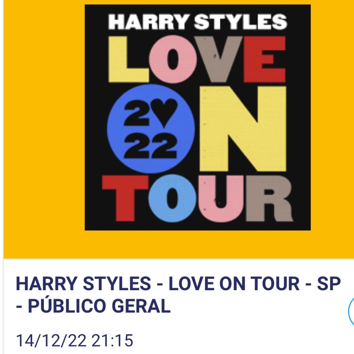 Harry Styles Ingresso Love On Tour Item de Música Love On Tour