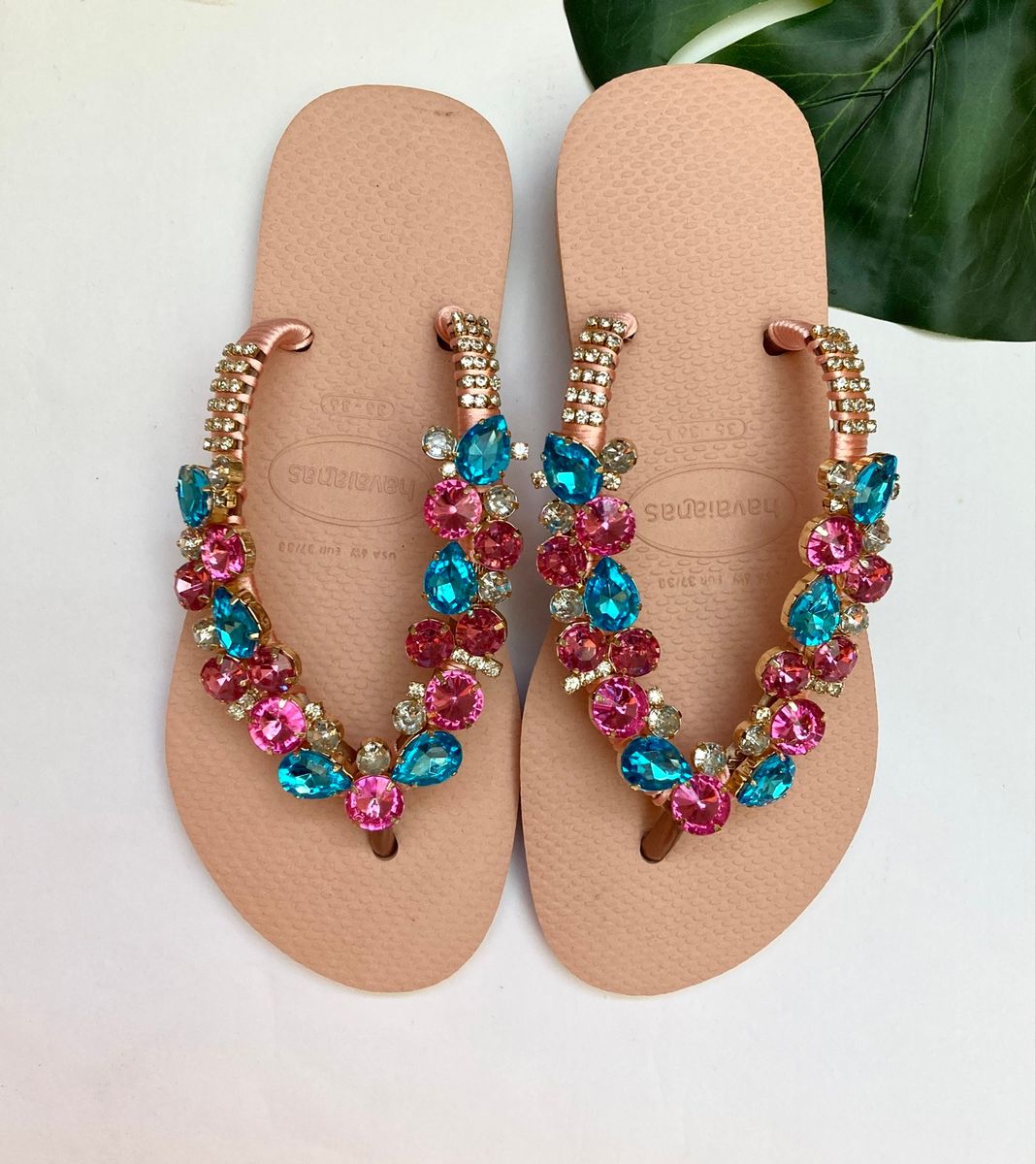 Havaianas Rosa com Pedraria Colorida | Rasteira Feminina Havaianas ...