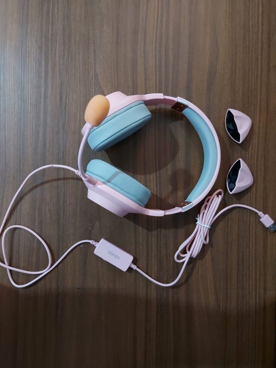 Headset Gamer Rosa com Orelha de Gato Edifier G2ii Pink Cat Item