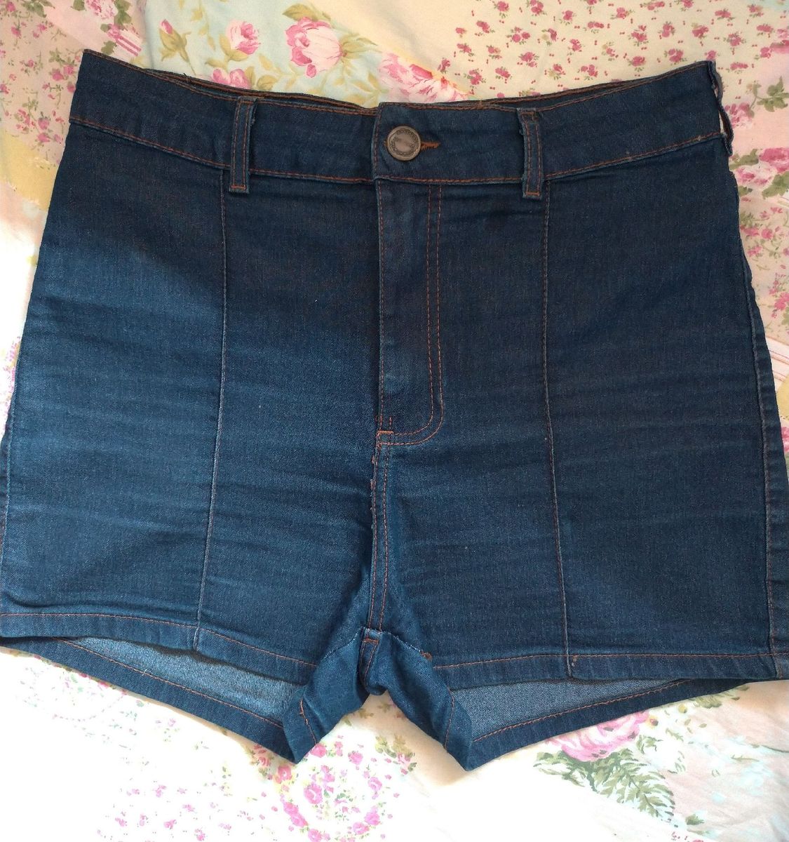 shorts jeans escuro cintura alta