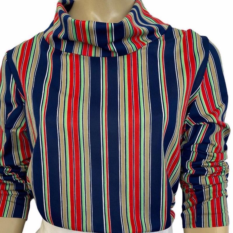 Incr vel Blusa Vintage Listrada Anos 70 Blusa Feminina Vintage