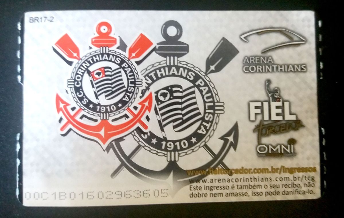 Ingresso Corinthians X Sport - Campeonato Brasileiro 2017 - Ano de ...