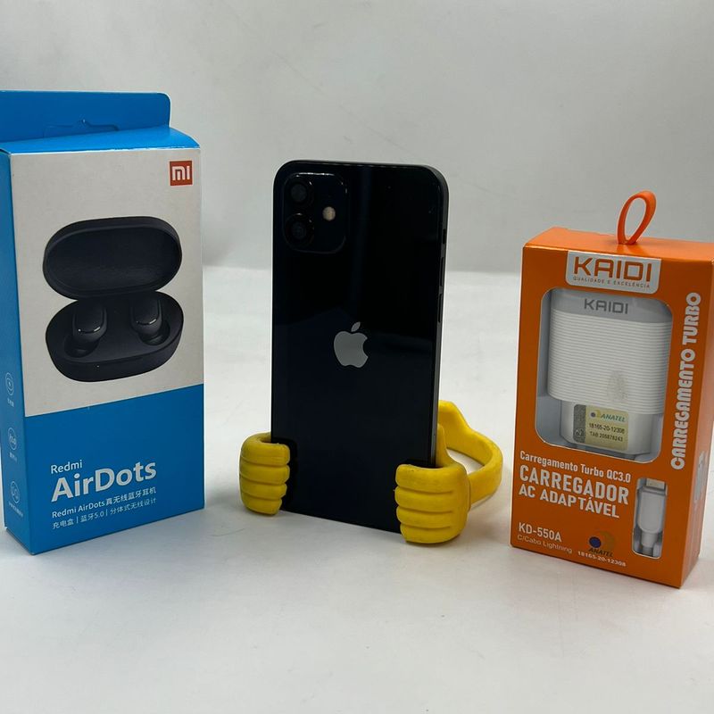 Iphone 12 128gb Preto Seminovo + Fone Bluetooth, Capinha e