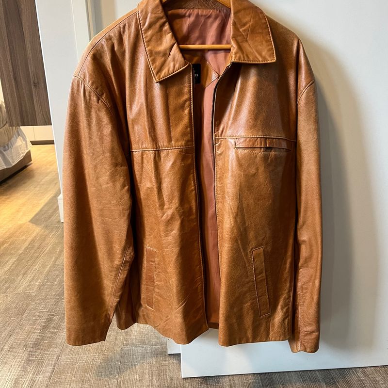 Jaqueta Couro Casaco Caramelo Masculino Jaqueta 100% Couro