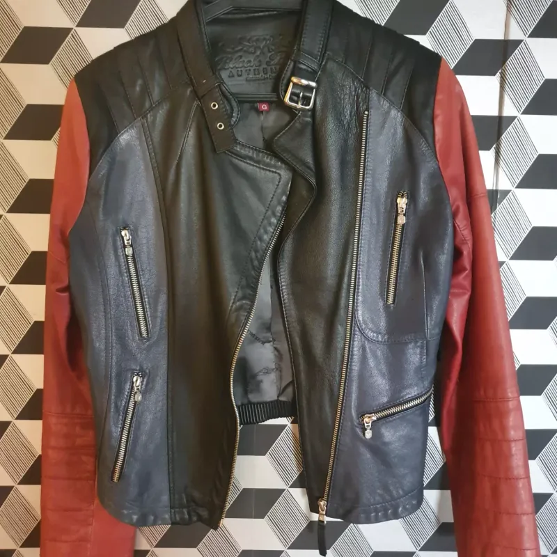 Jaqueta 100% Couro Tricolor Black Bull Casaco Feminino Black