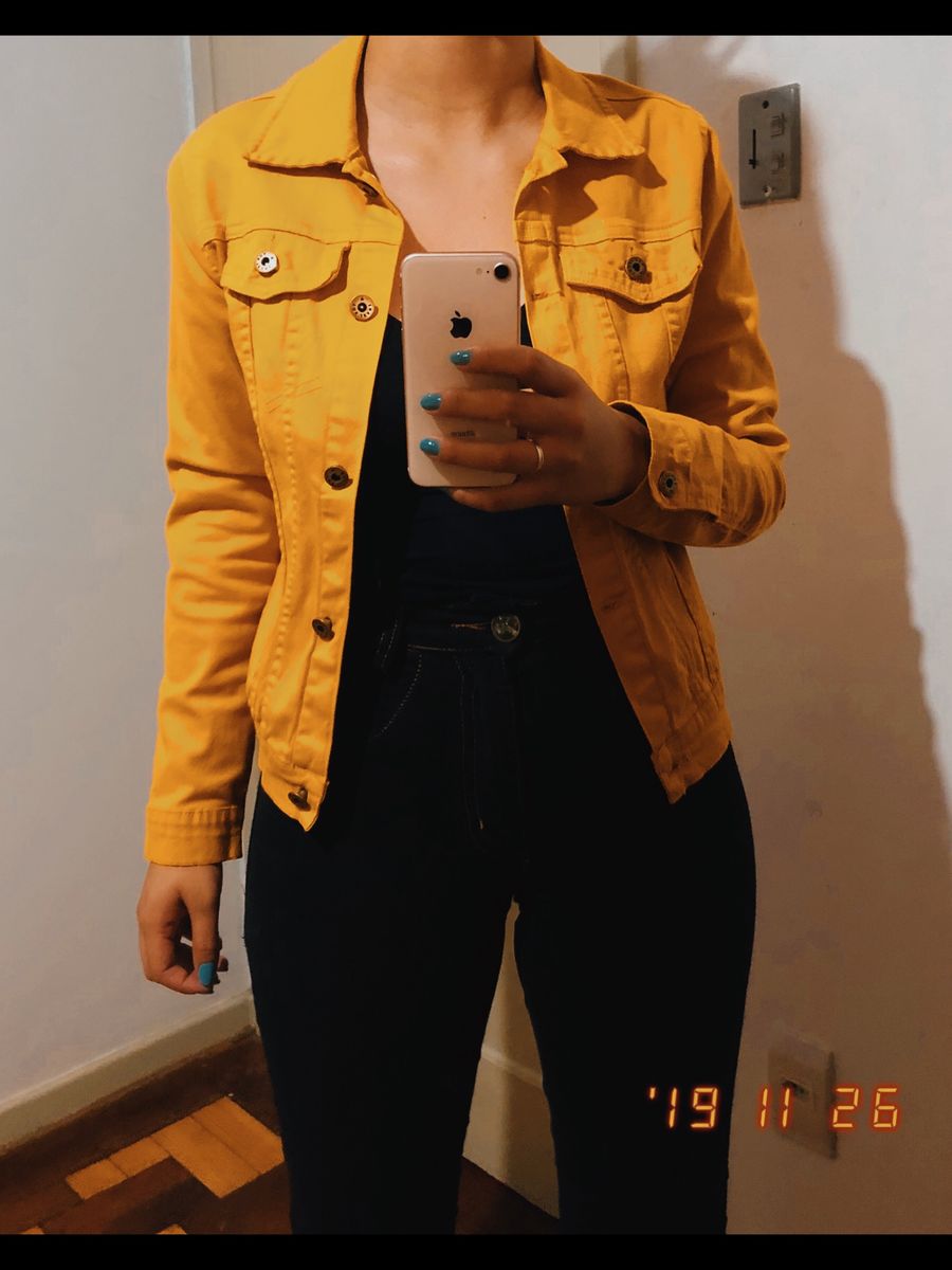 jaqueta jeans amarela