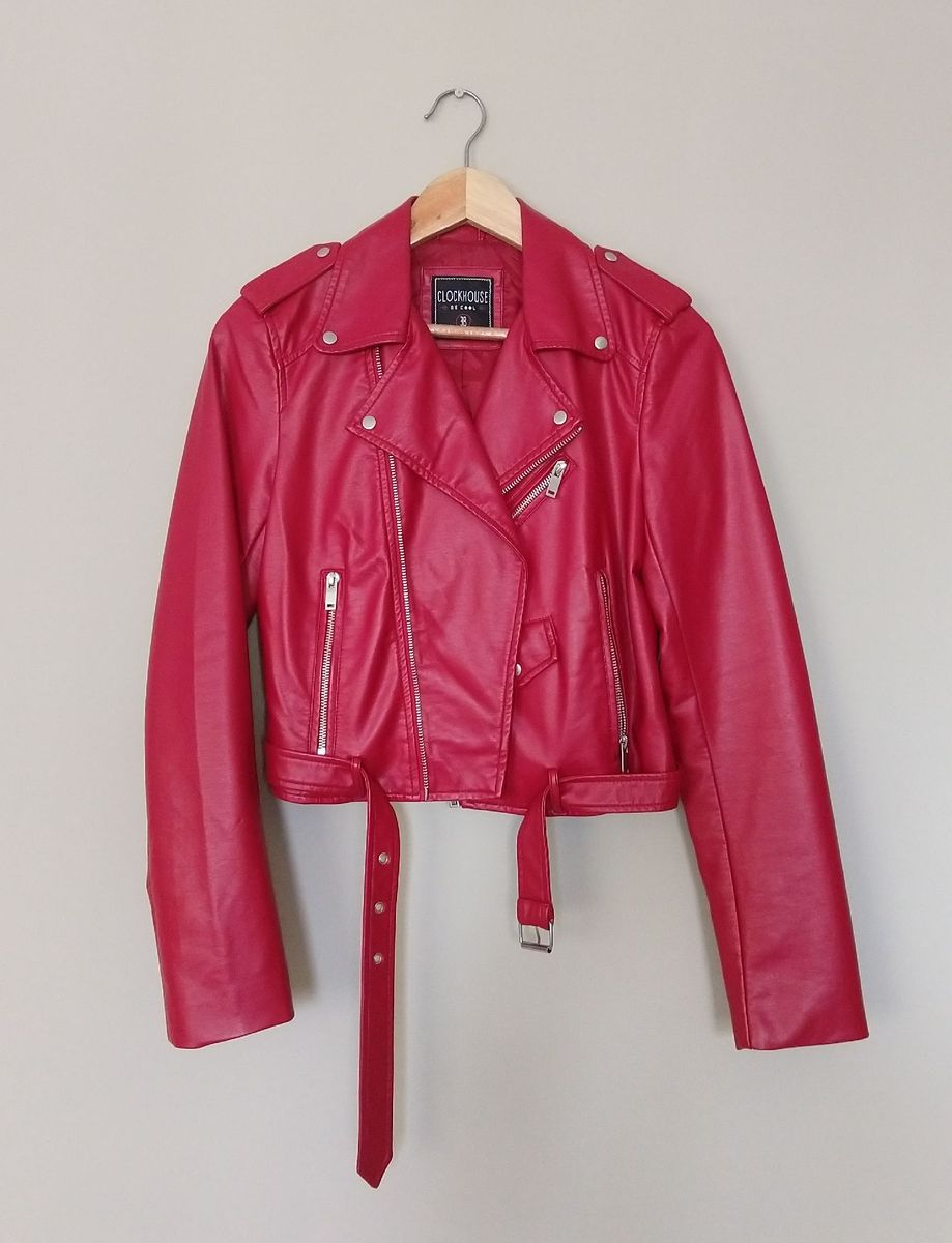 jaqueta biker vermelha