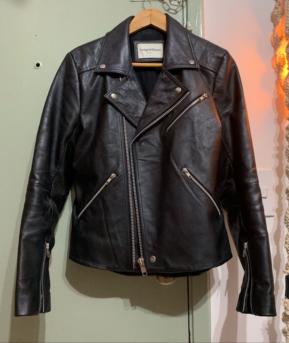 jaqueta biker vintage em couro