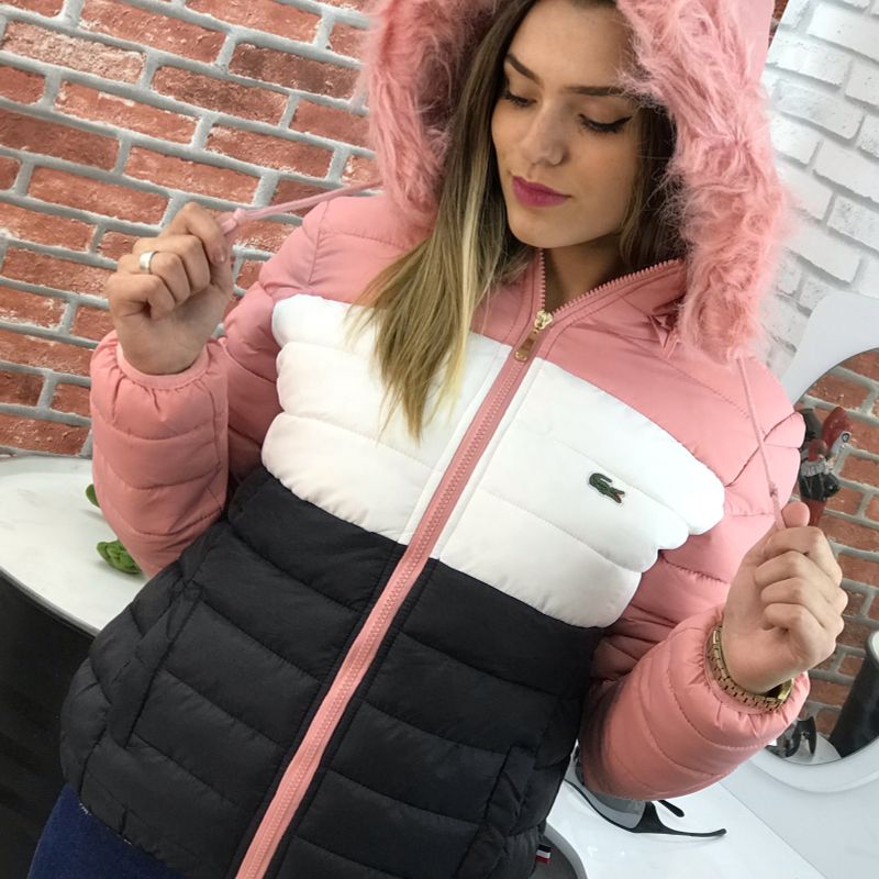 Bobojaco Masculino Bobojaco Lacoste Feminino Jaqueta Bobo Jaco Lacoste  Pelúcia Toca Removível Feminino Casaco Feminino Lacoste Nunca Usado  52024817