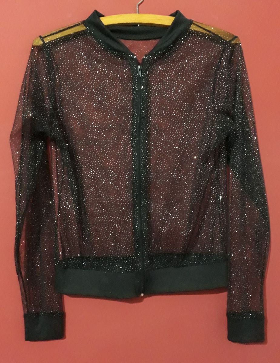 jaqueta transparente com brilho