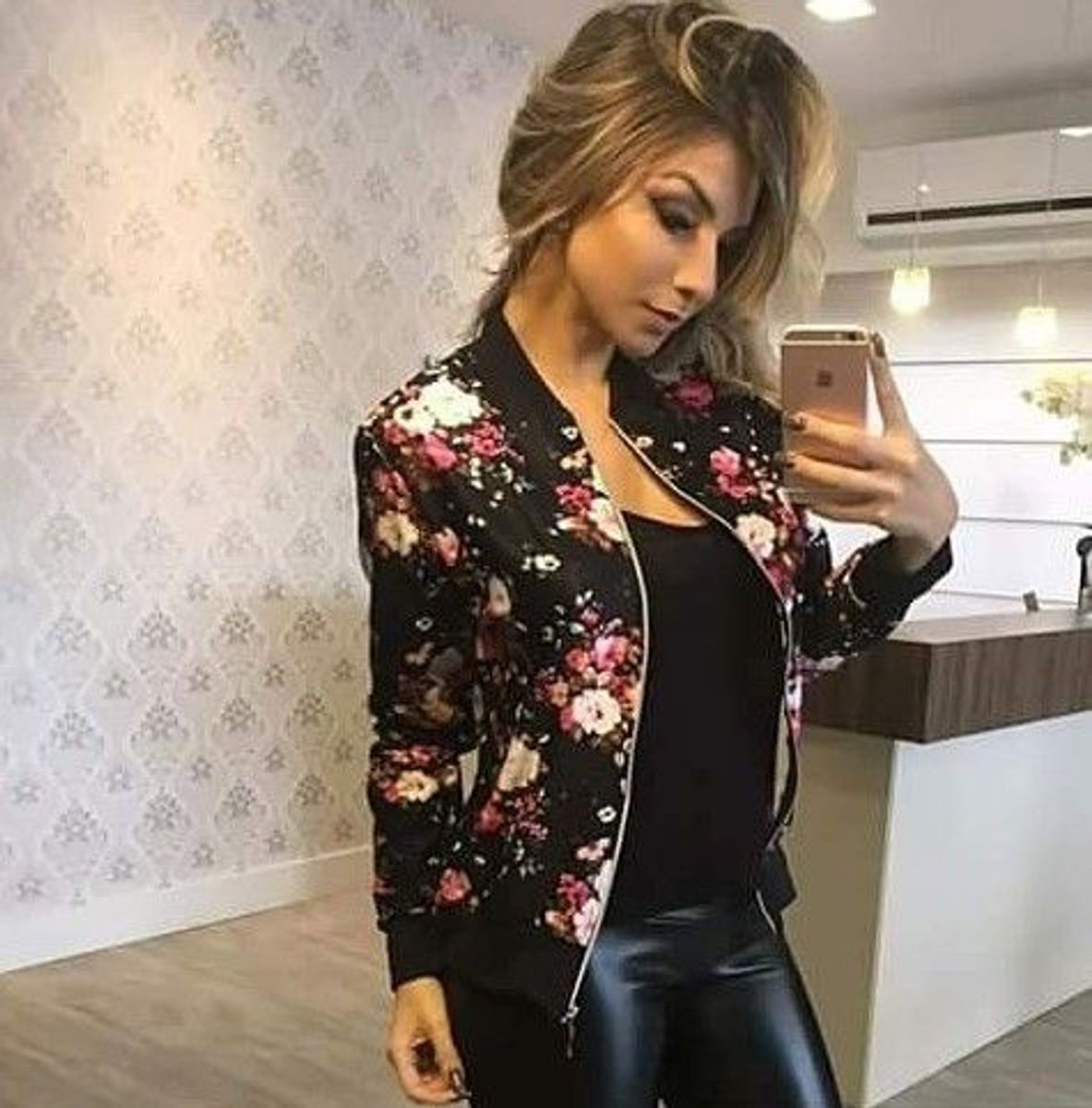 bomber feminina floral