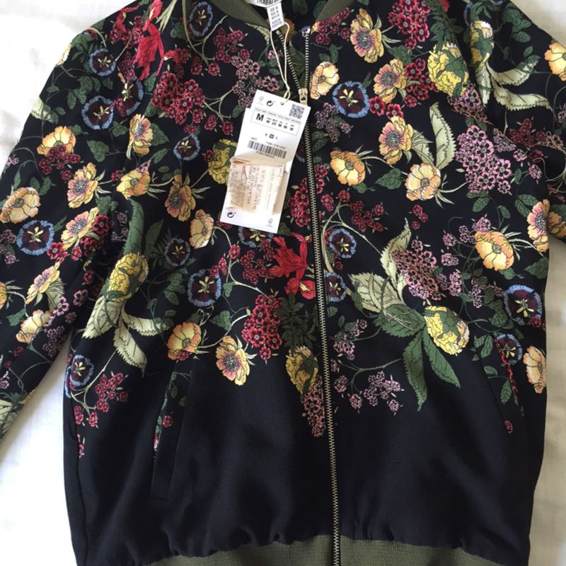 Jaqueta Bomber Floral Zara Nova Casaco Feminino Zara Nunca Usado