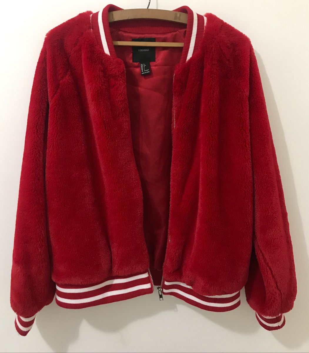 jaqueta bomber vermelha feminina