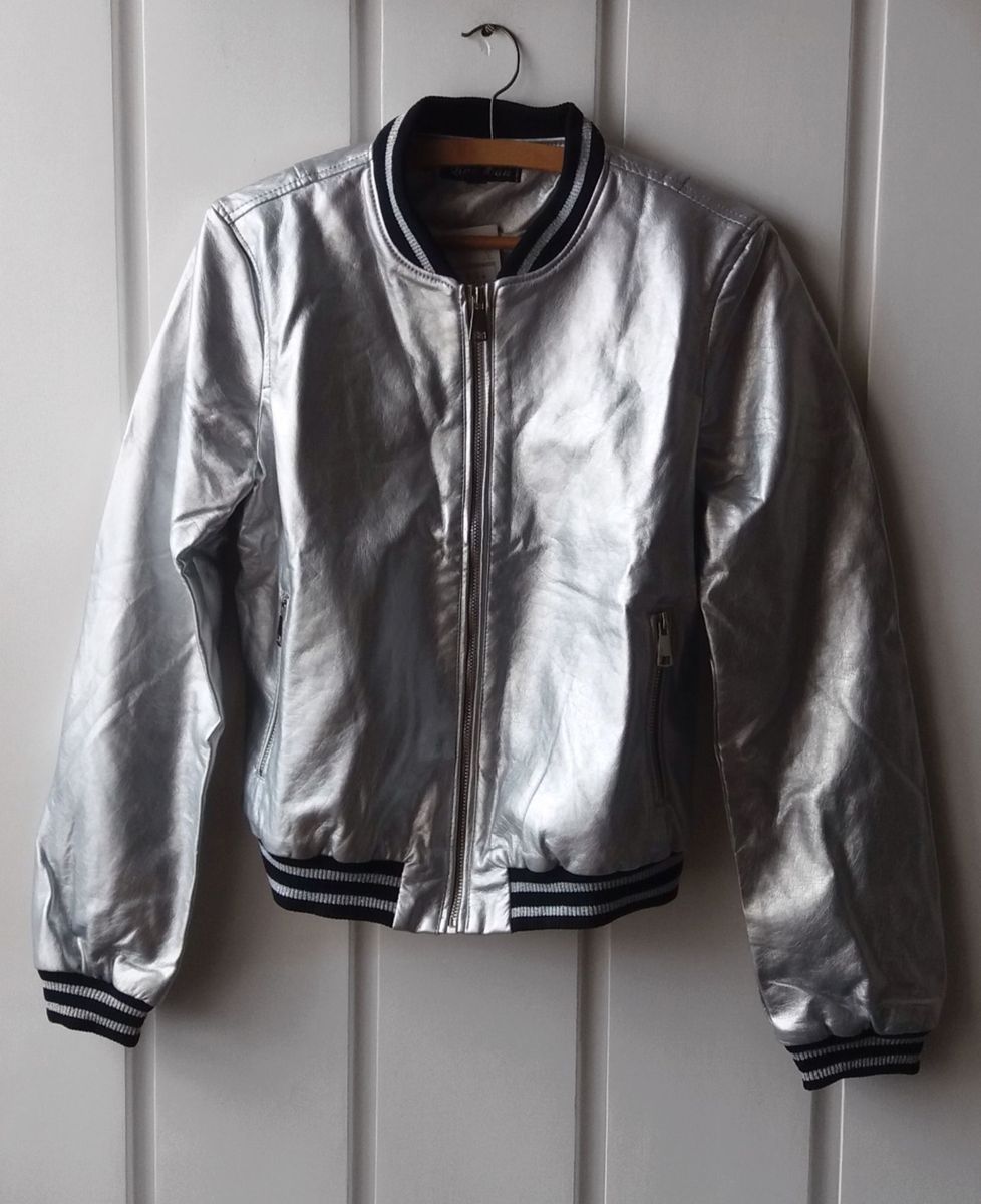 jaqueta bomber prata