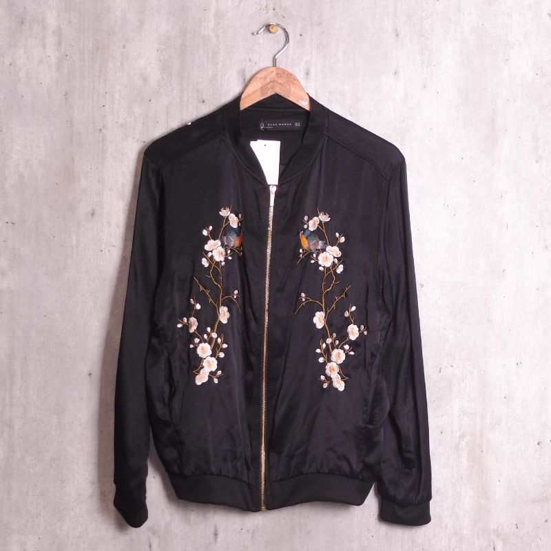 Bomber Jacket Jaqueta Zara Preta Jaqueta Bomber Preta Bordado