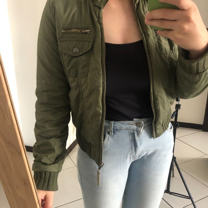 Jaqueta bomber hot sale verde militar