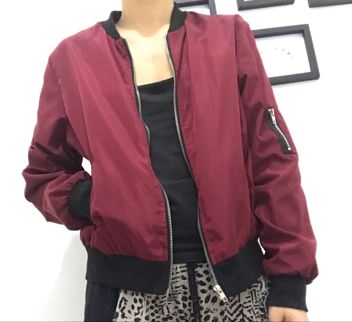 jaqueta bomber vermelha feminina