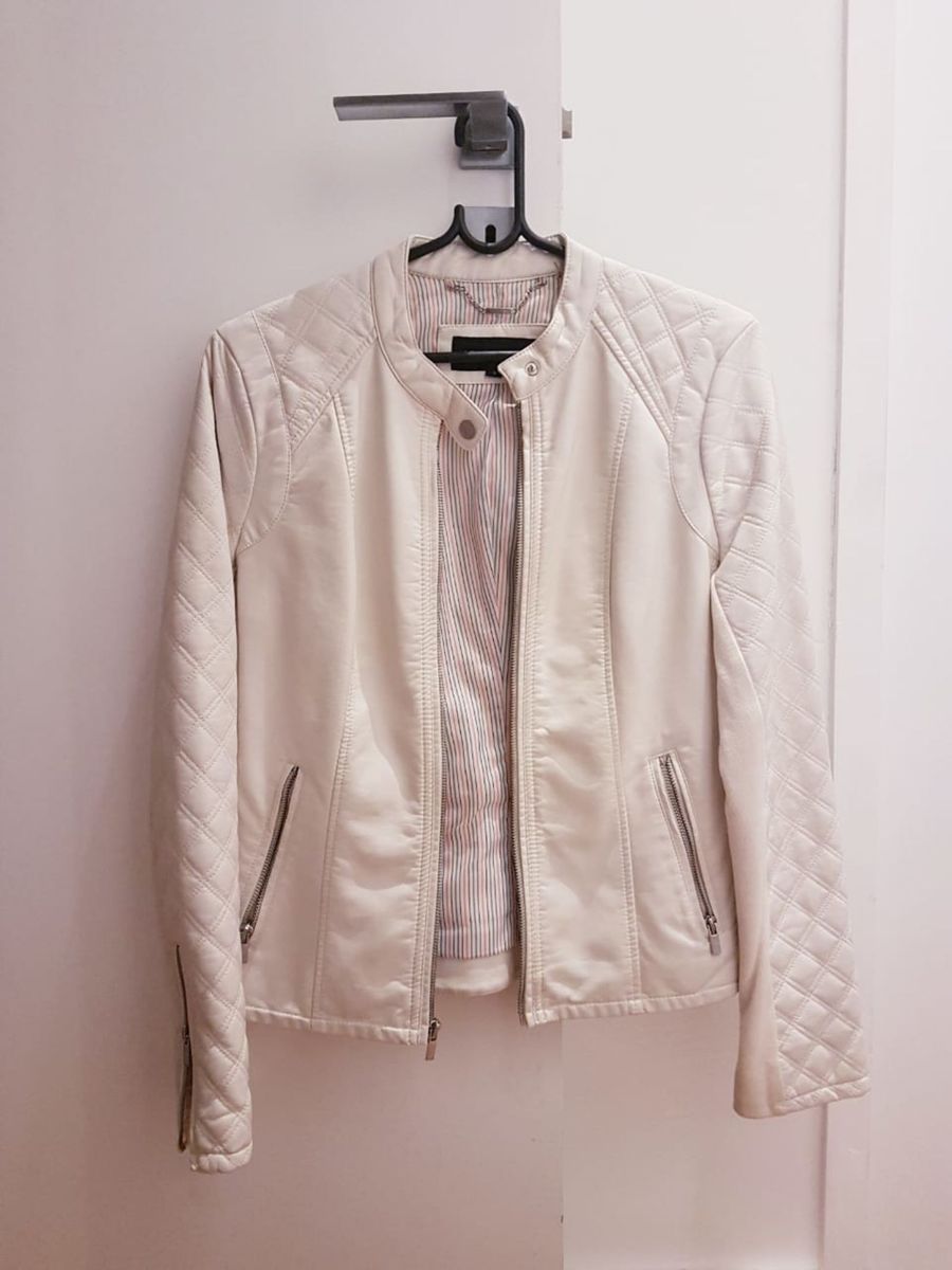 jaqueta couro feminina branca