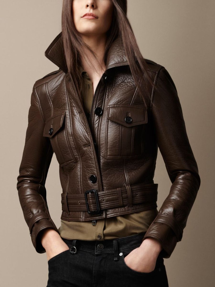 jaqueta de couro burberry