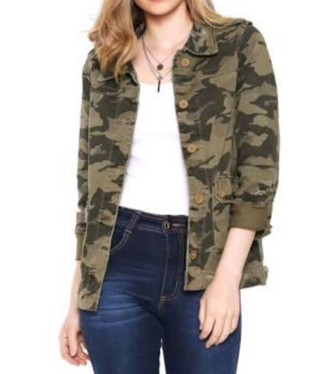 jaqueta camuflada feminina infantil