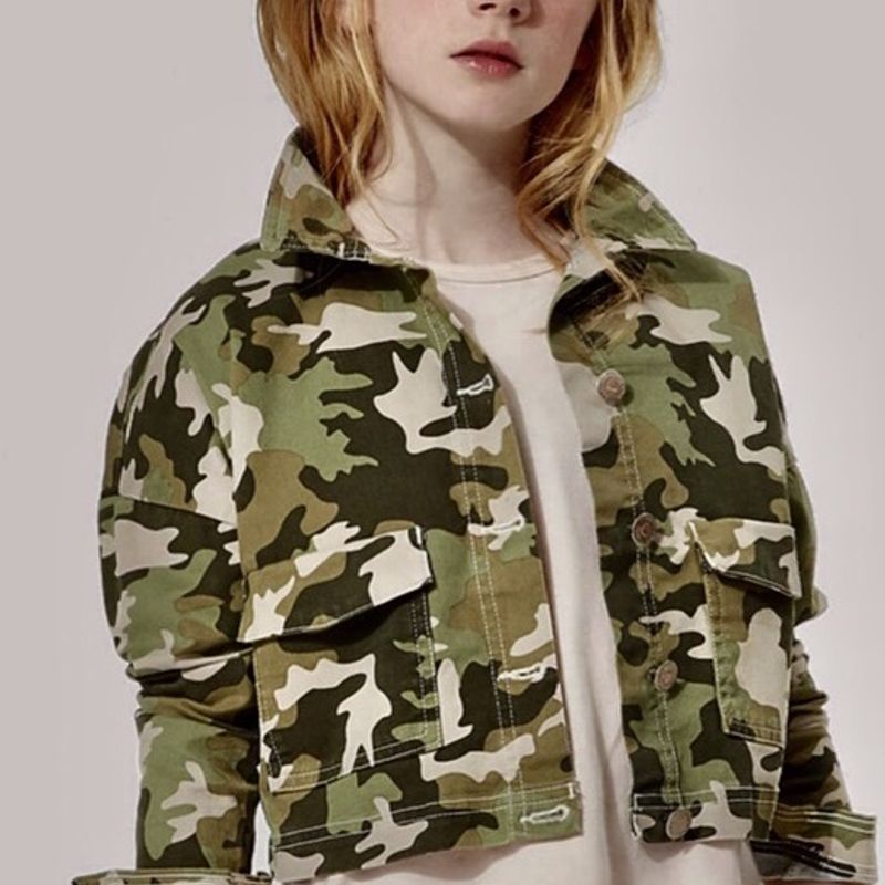 Jaqueta camuflada sale feminina infantil