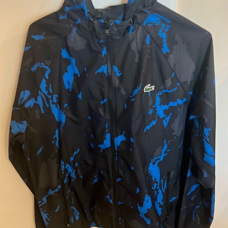 Jaqueta Corta Vento Lacoste, Azul e Preta, Masculina, Tamanho M
