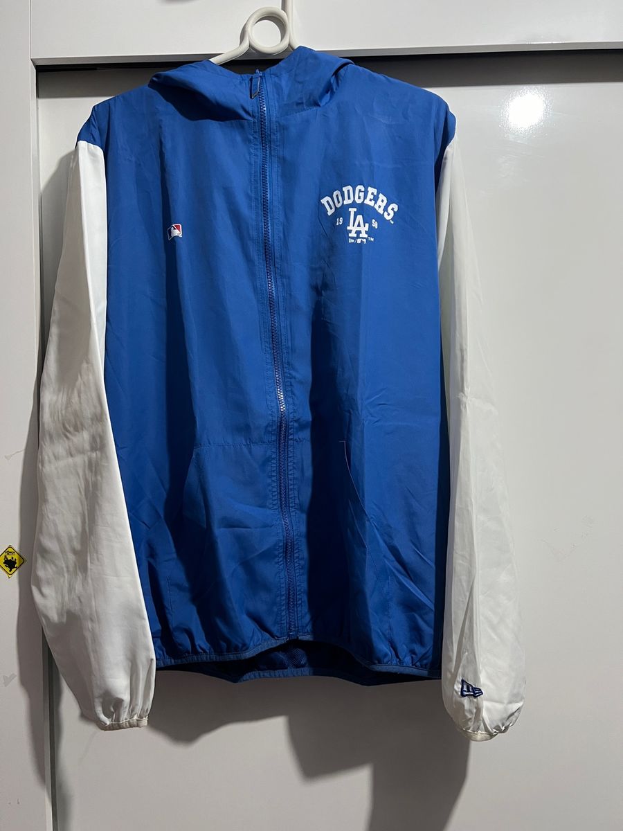 Jaqueta Corta Vento New Era Dodgers Branca e Azul Relíquia 2016