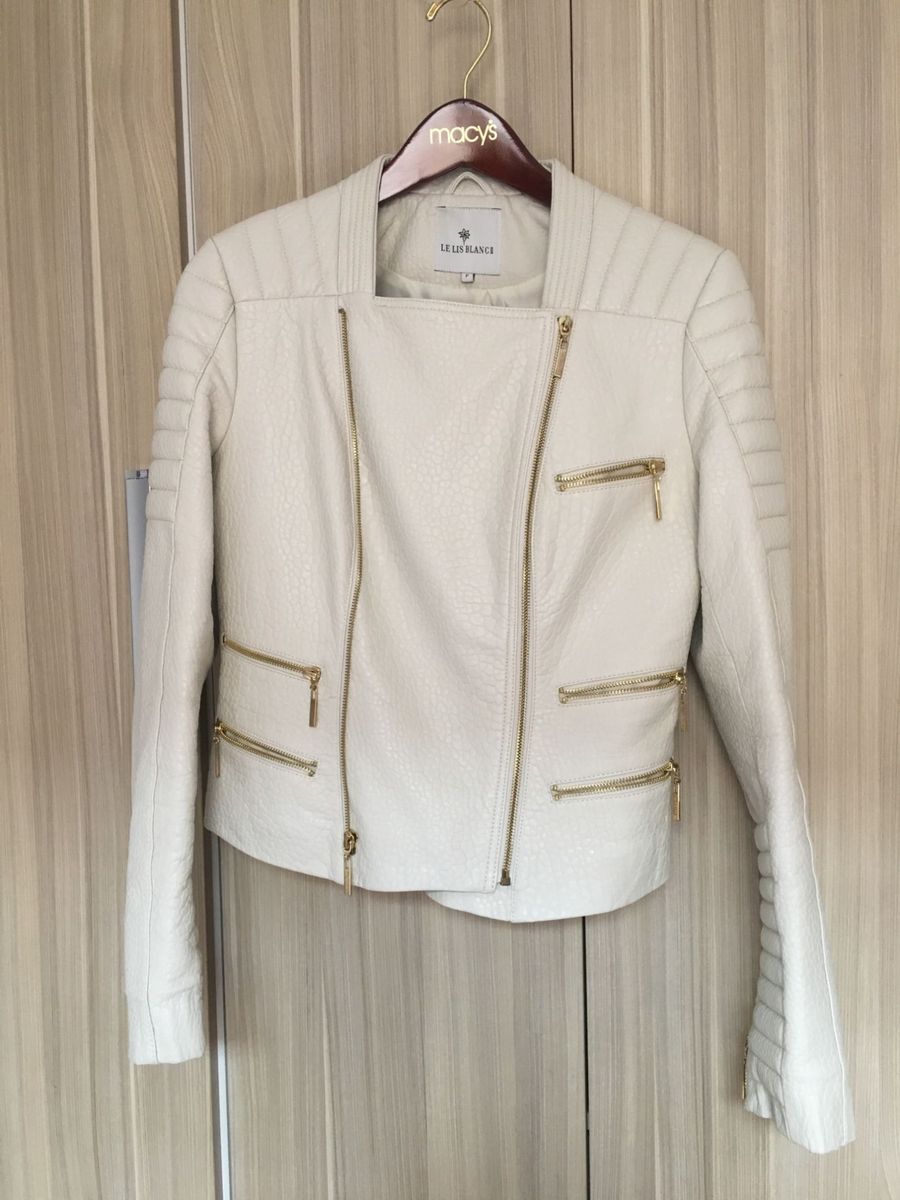 jaqueta de couro branca