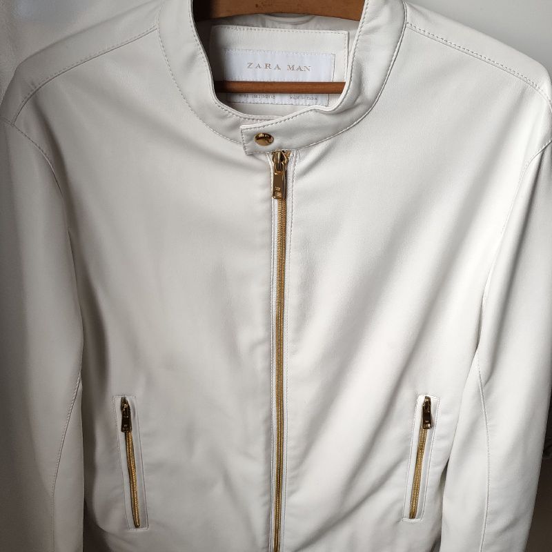 Jaqueta De Couro Branca Moda Masculina Jaqueta Couro Masculina