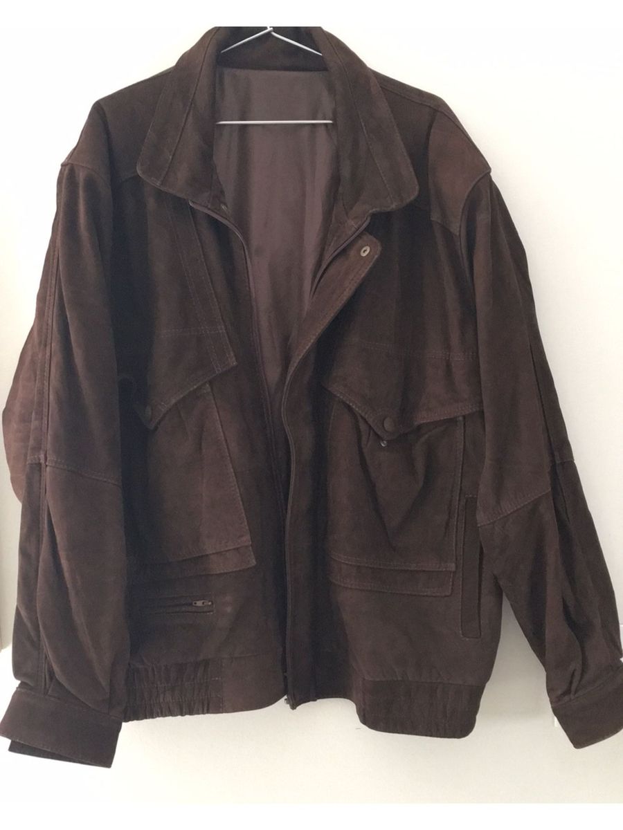 jaqueta camurça marrom masculina