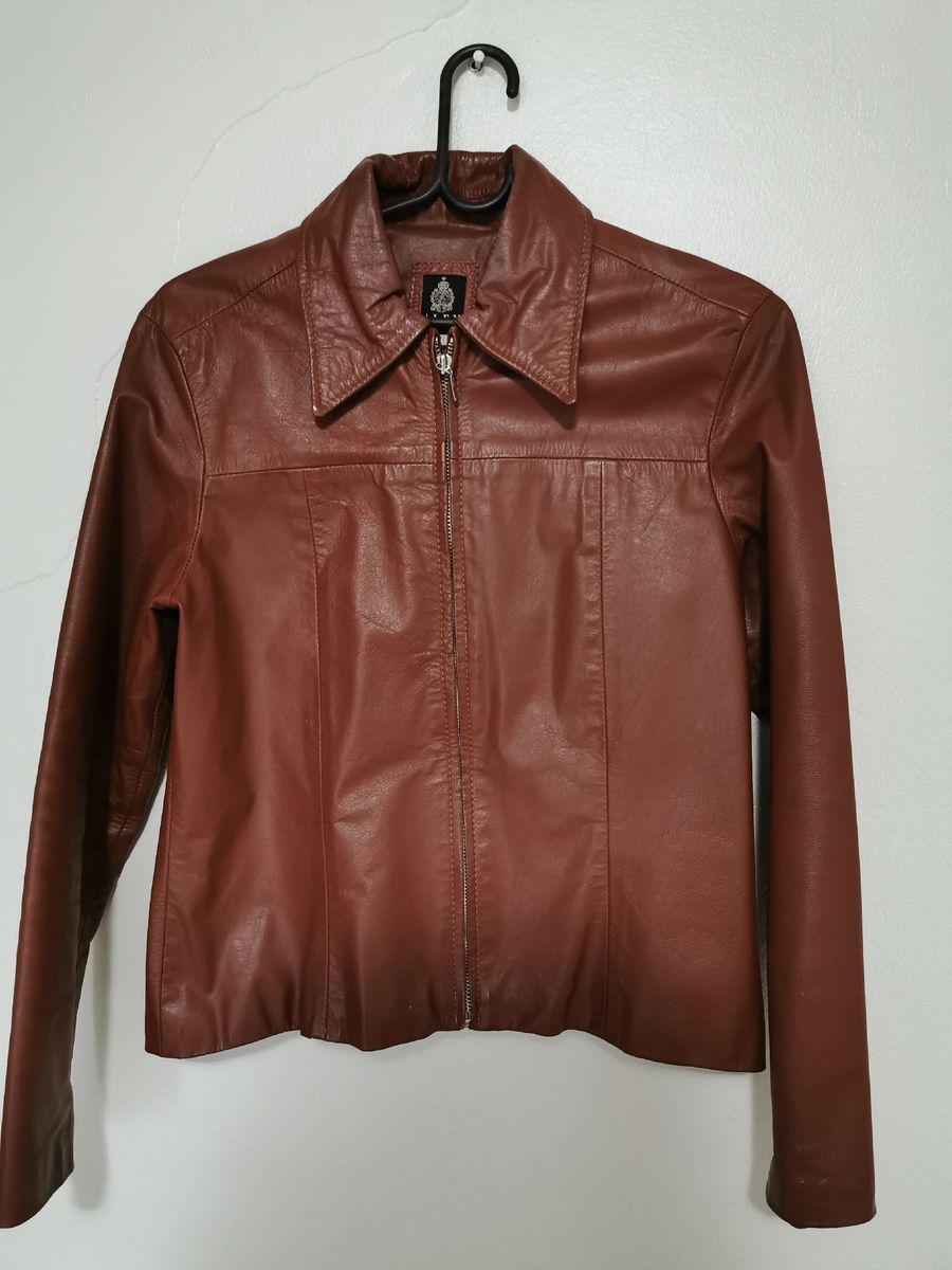 jaqueta couro caramelo