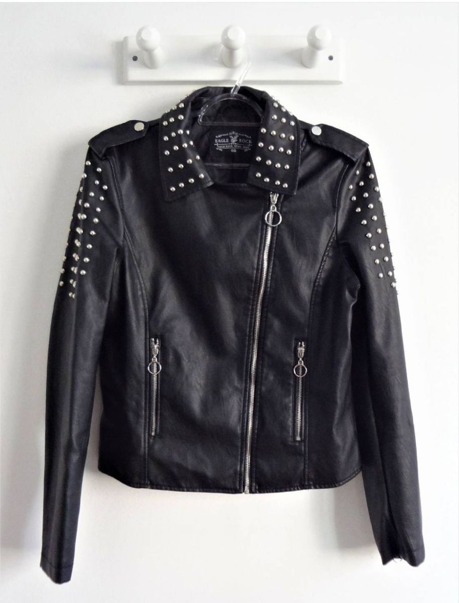 jaqueta couro tachas