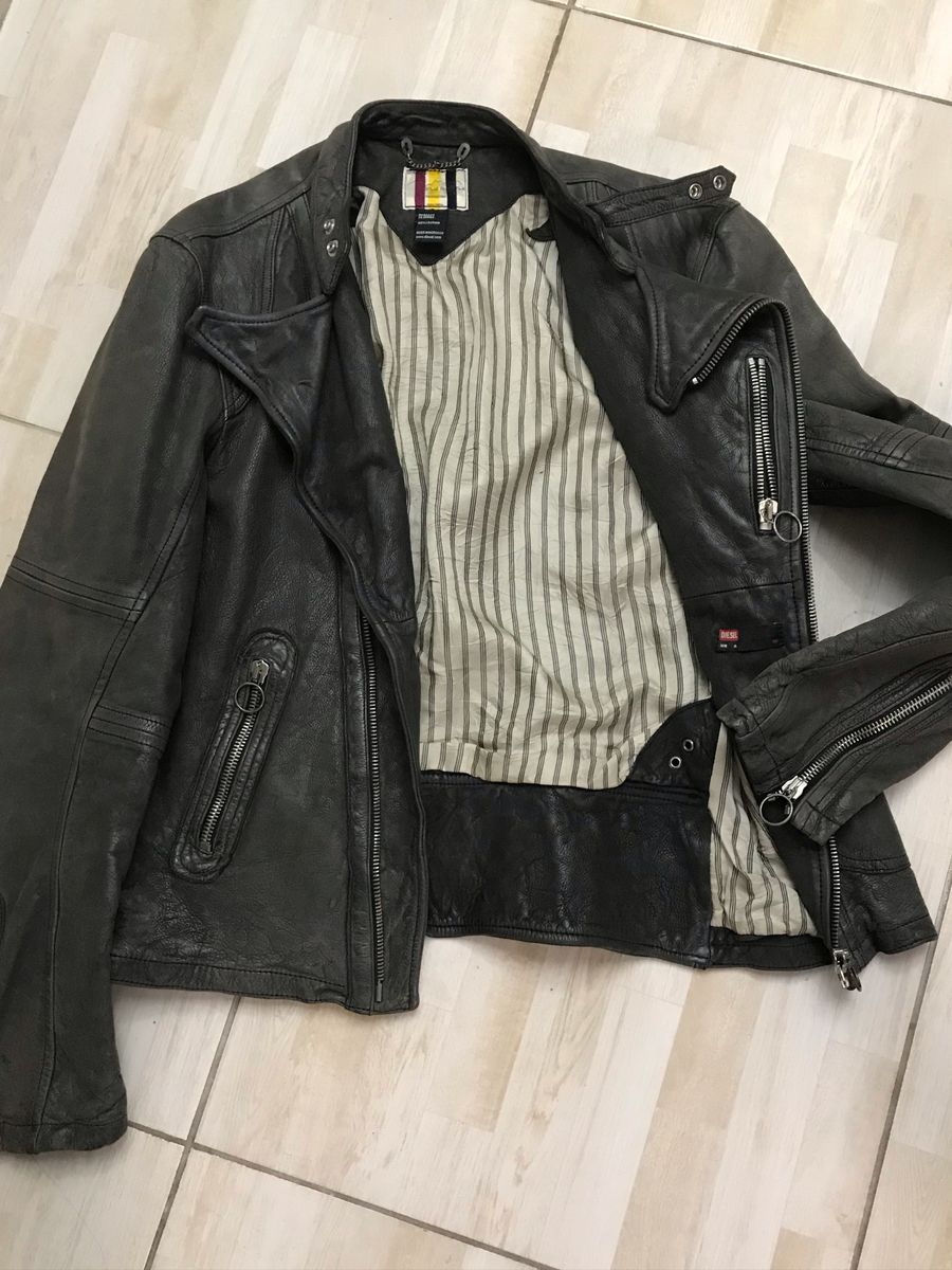jaqueta de couro masculina diesel