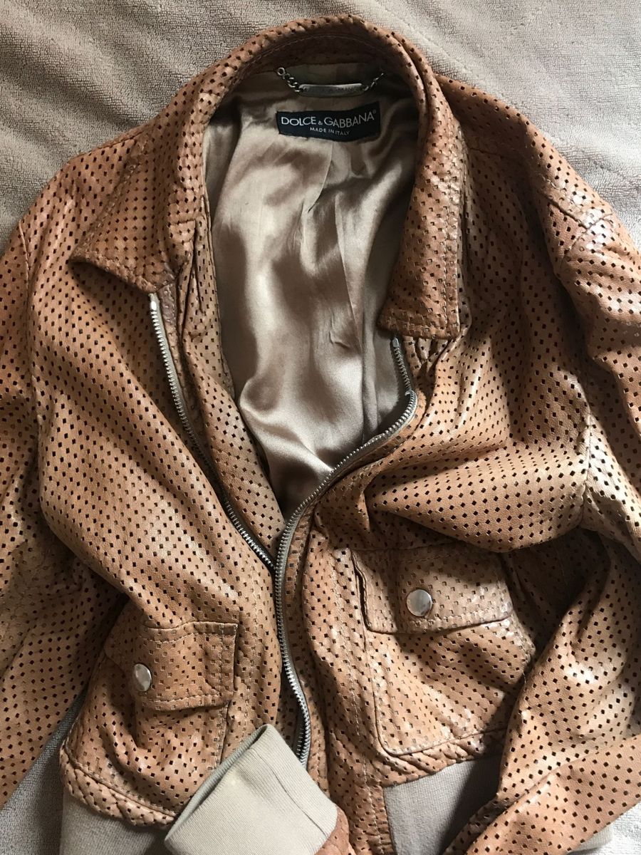 jaqueta de couro dolce gabbana